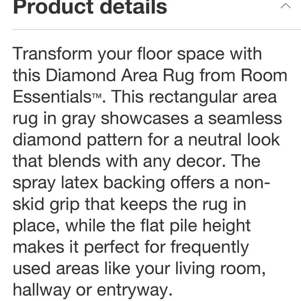 ROOM ESSENTIALS NWT diamond indoor area rug -gray -4x5’6”